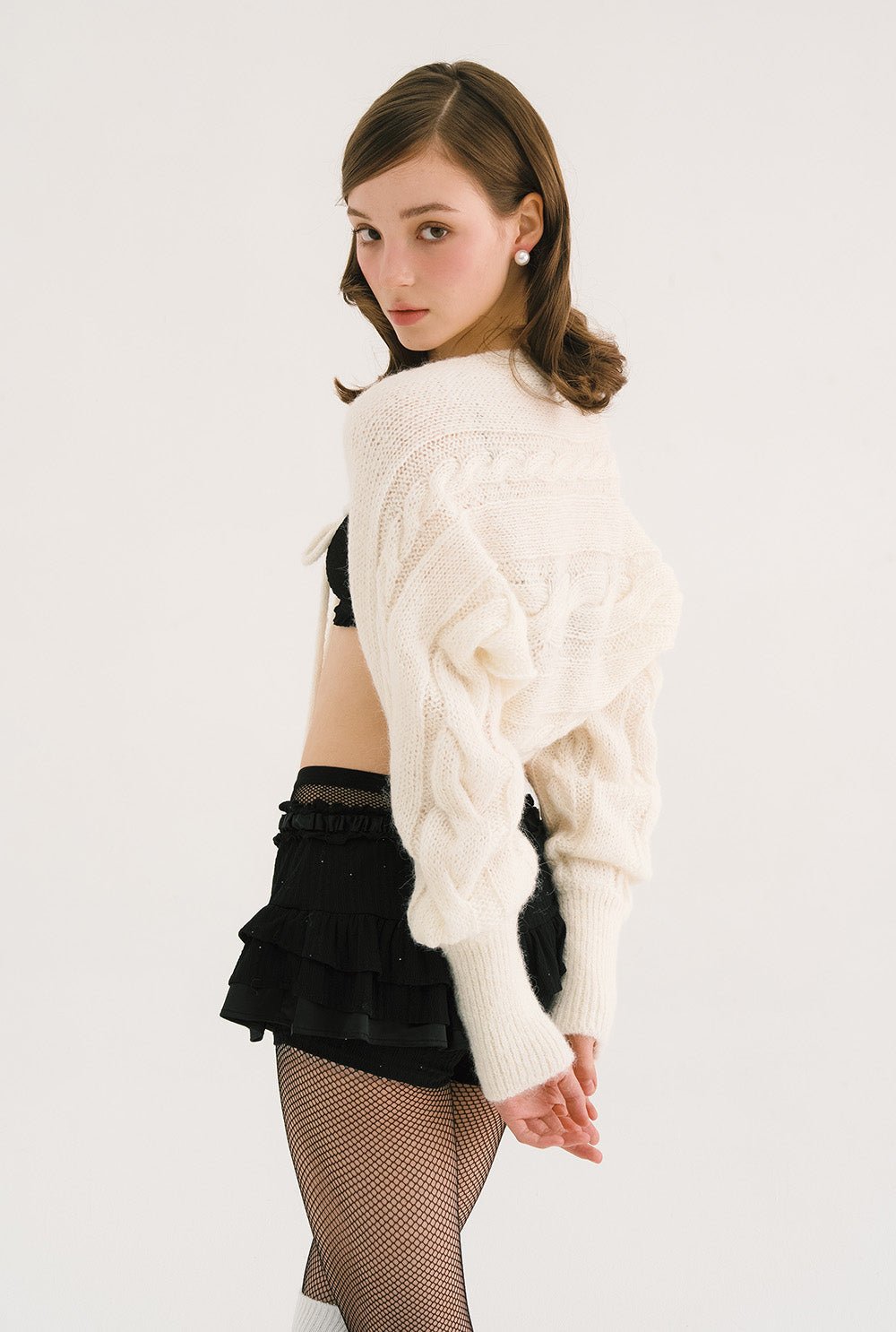 [releasing 10.30 12pm KST] Creamy knit bolero - threetimes