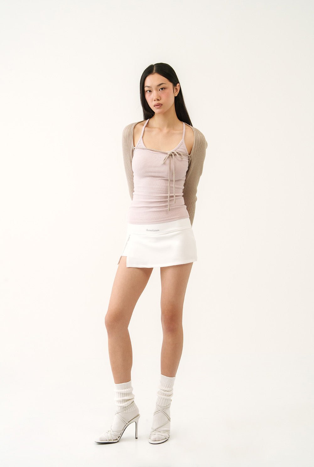 Jewel cross back tank top - threetimes