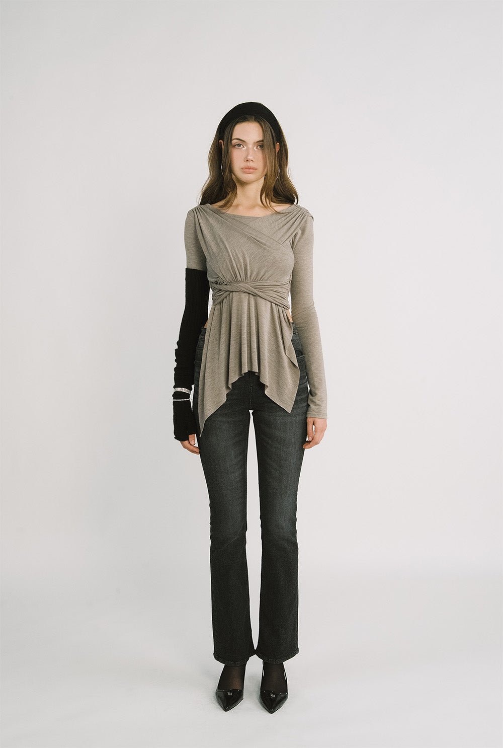 5501 Bootcut black jeans - threetimes