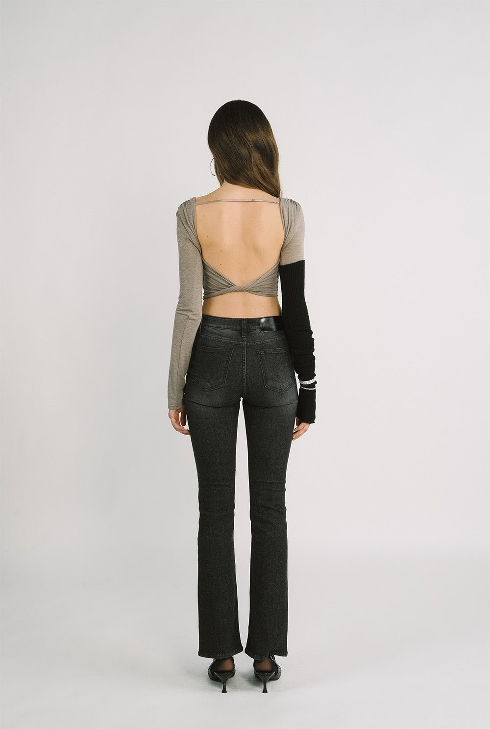 5501 Bootcut black jeans - threetimes