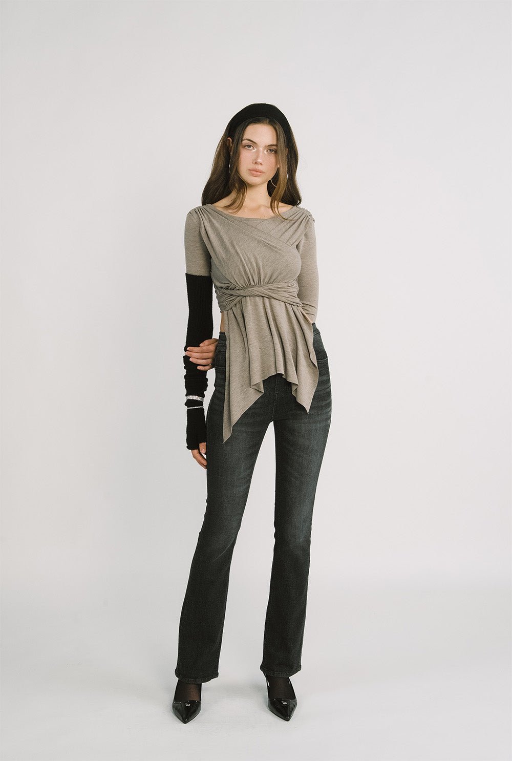 5501 Bootcut black jeans - threetimes