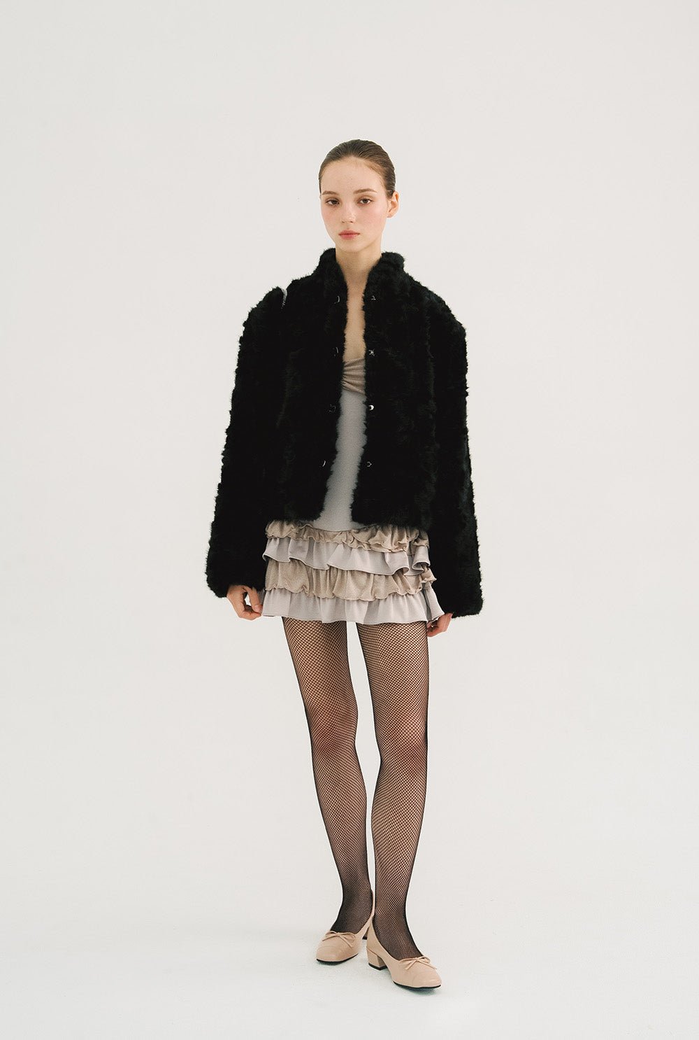 [releasing 10.30 12pm KST] Ribbon tie fur jacket - threetimes