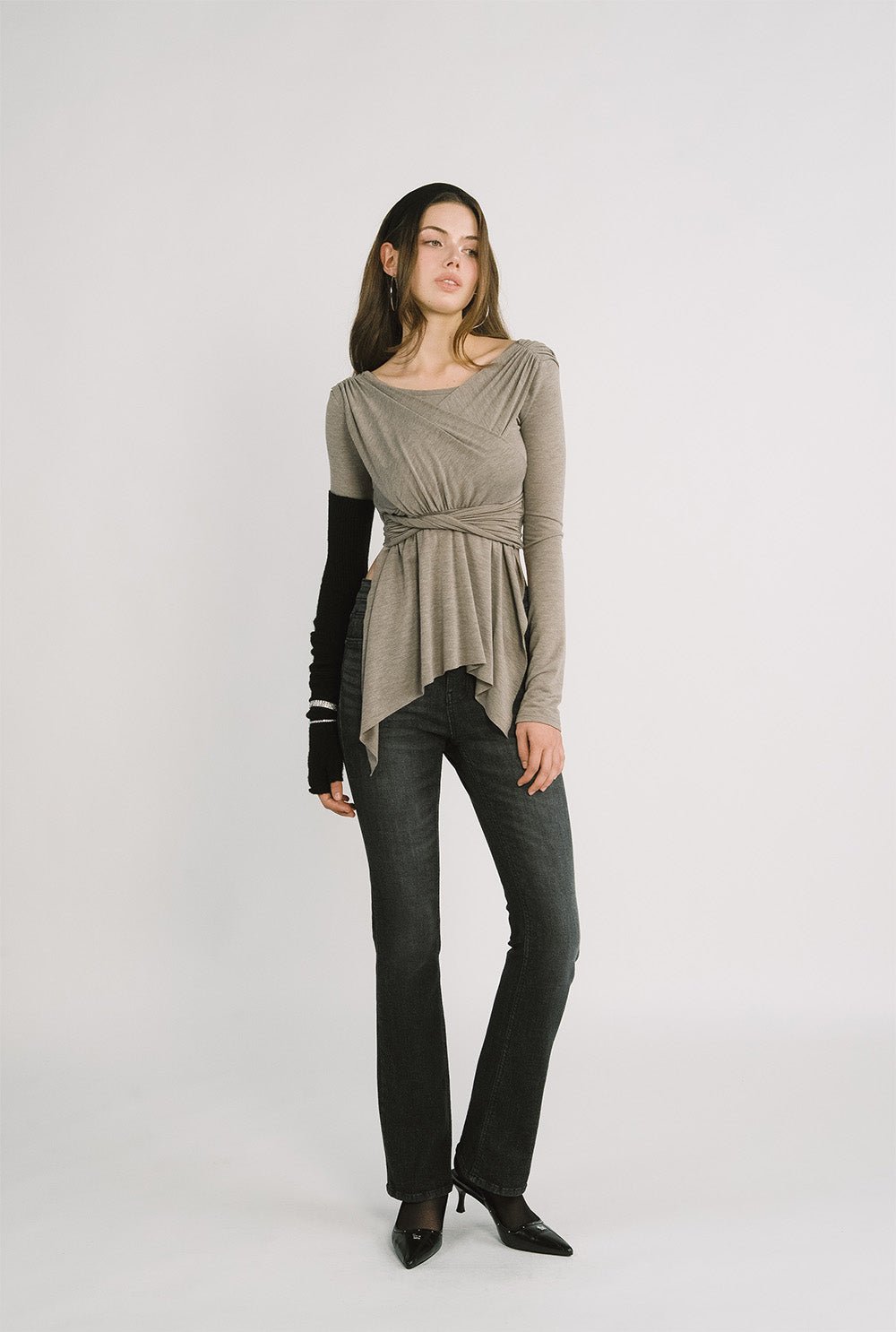 5501 Bootcut black jeans - threetimes