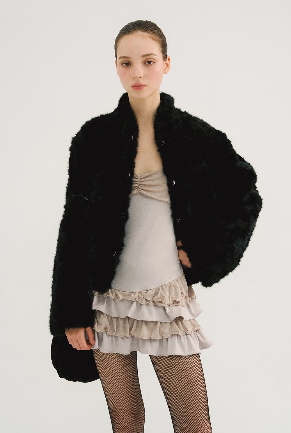 [releasing 10.30 12pm KST] Ribbon tie fur jacket - threetimes