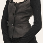 [releasing 09.30 12pm KST] Muse stripe vest - threetimes