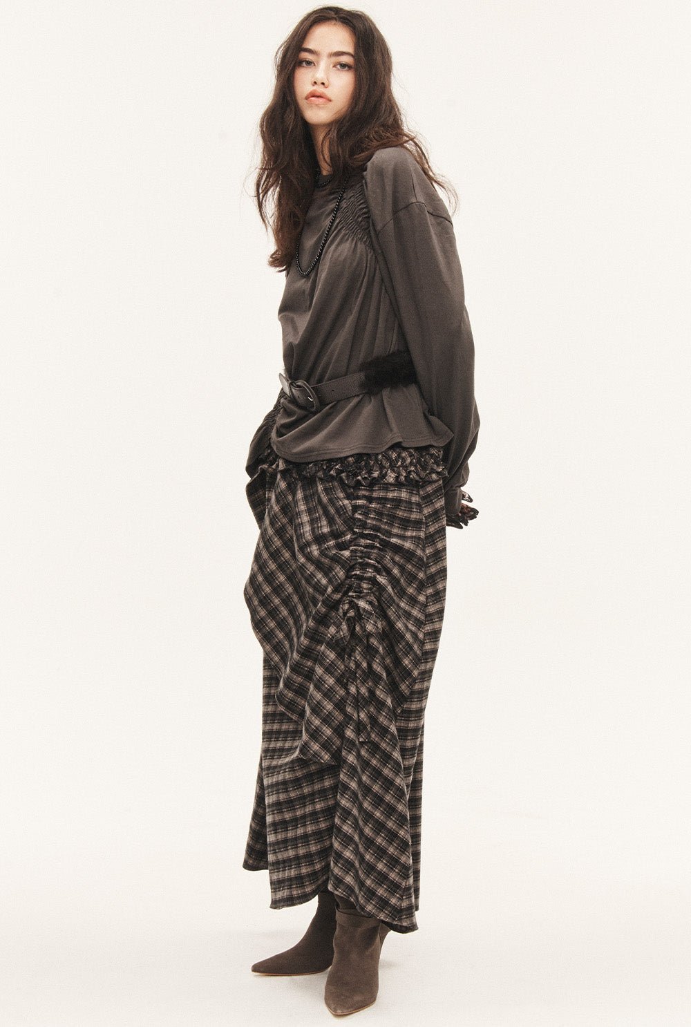 [releasing 09.18 12pm KST] Tartan soup skirt - threetimes