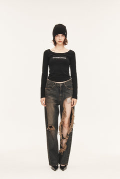 [releasing 09.18 12pm KST] Ribbon tab jeans - threetimes