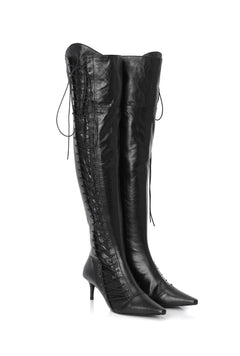 Eyelet lace - up knee high boots - threetimes