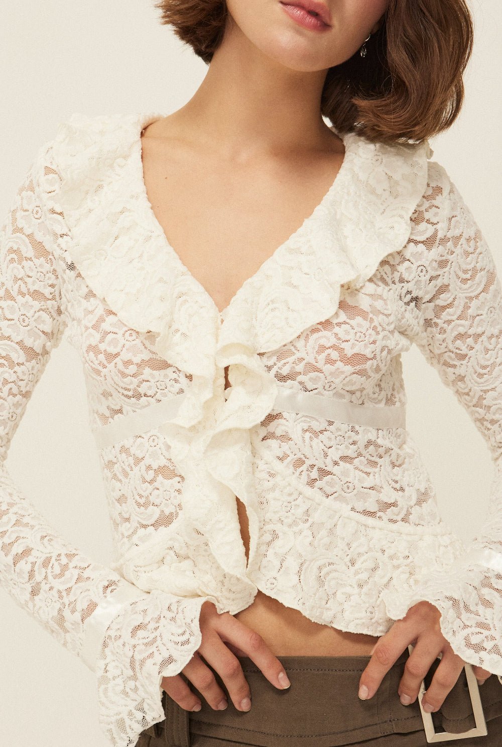 Floral ruffle cardigan - threetimes