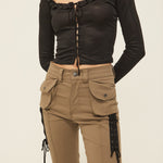 Lace up cargo pants - threetimes