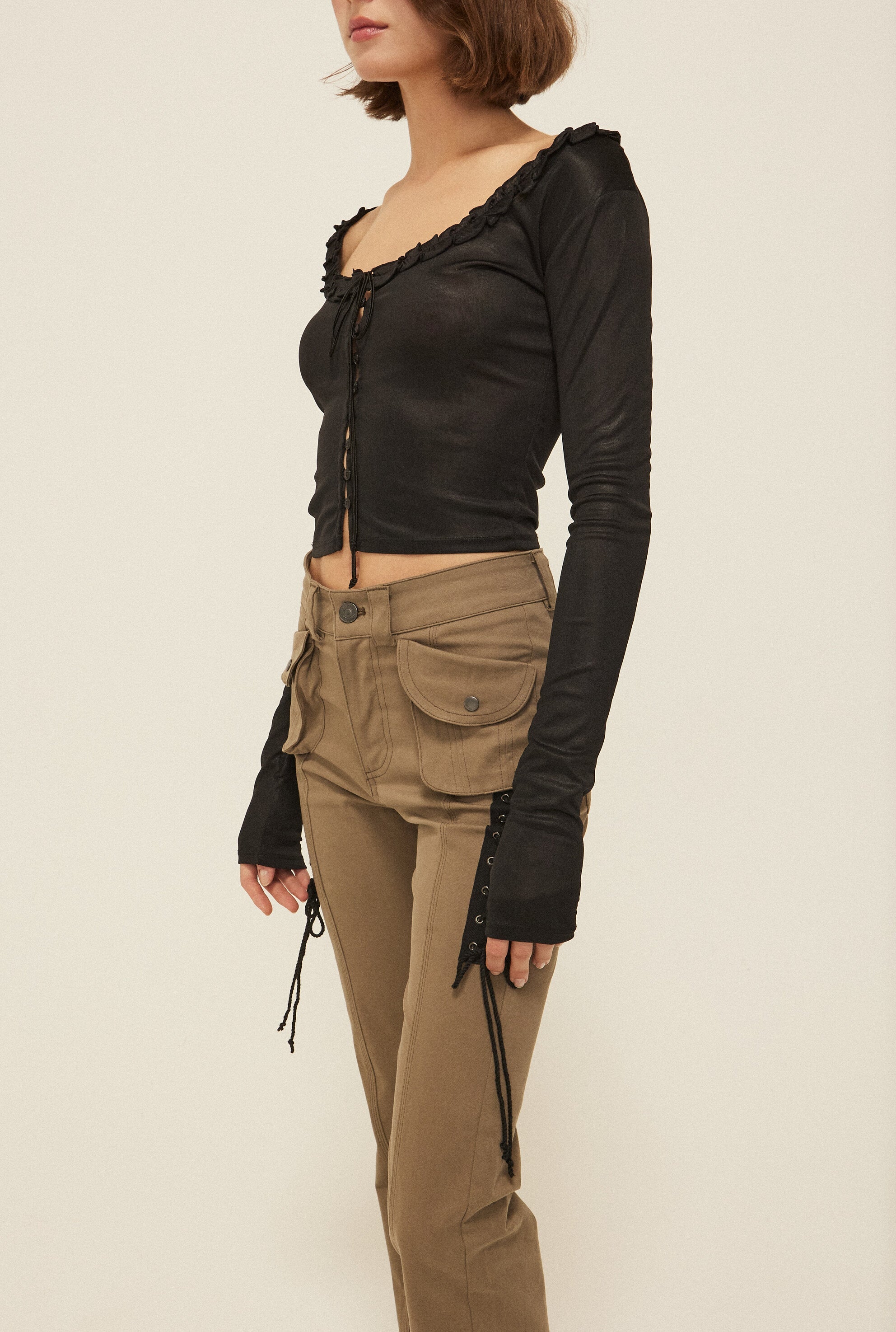 Lace up cargo pants - threetimes