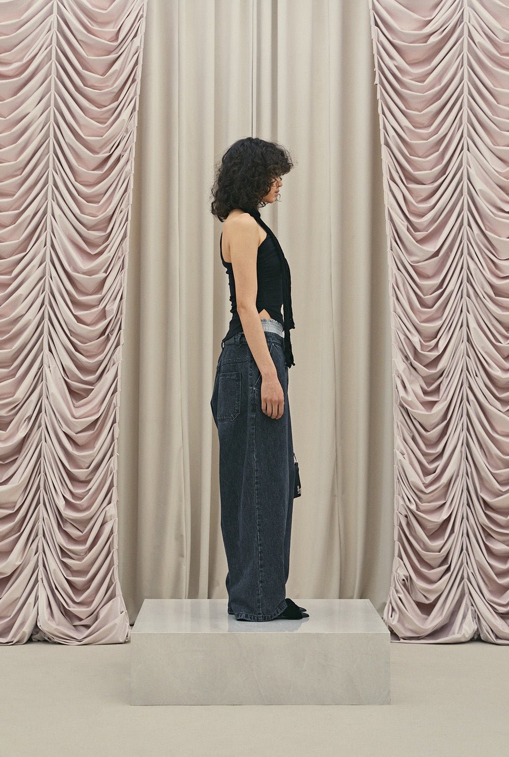 One - shoulder drape top - threetimes