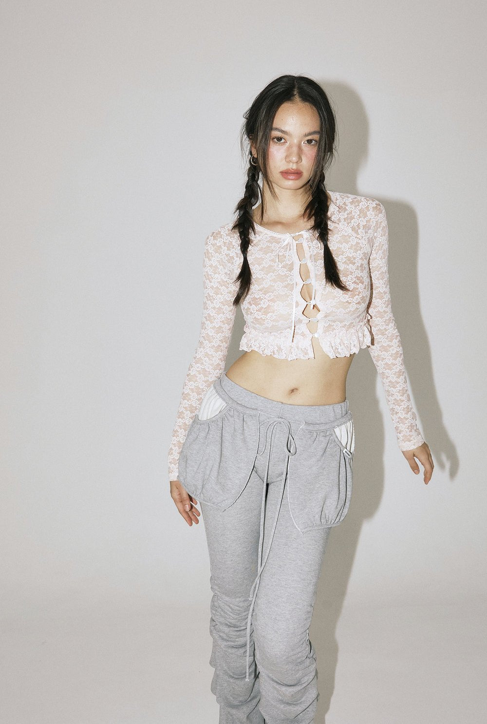 Pocket shirring pants - threetimes