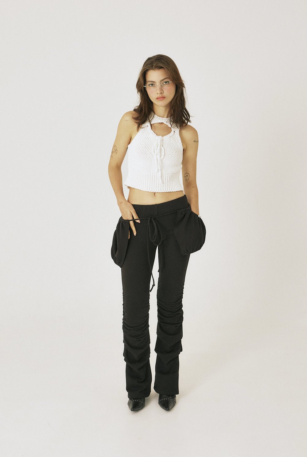 Pocket shirring pants - threetimes