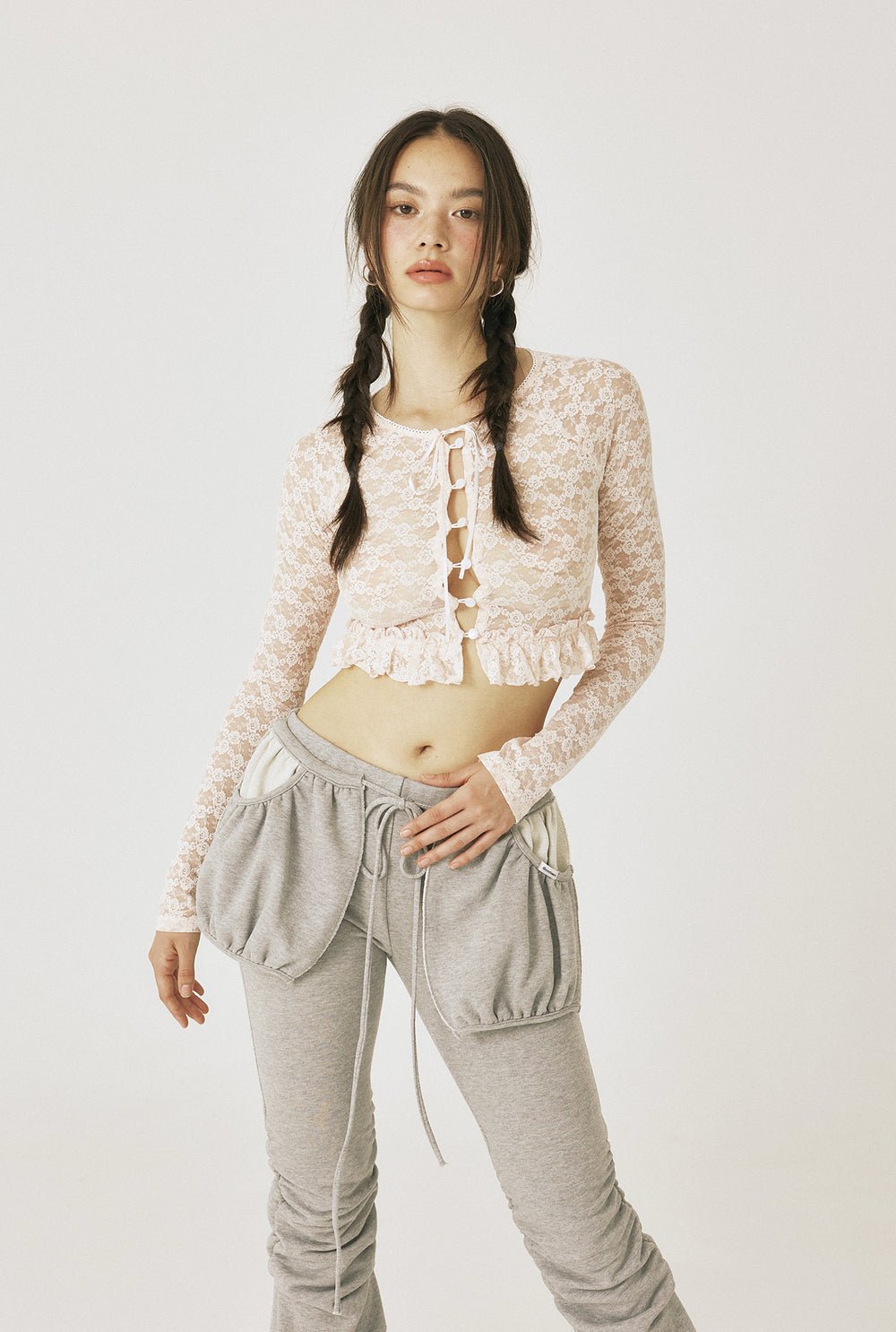 Pocket shirring pants - threetimes