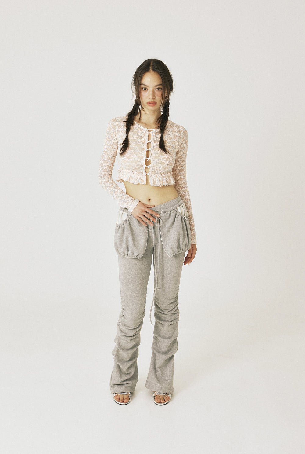 Pocket shirring pants - threetimes