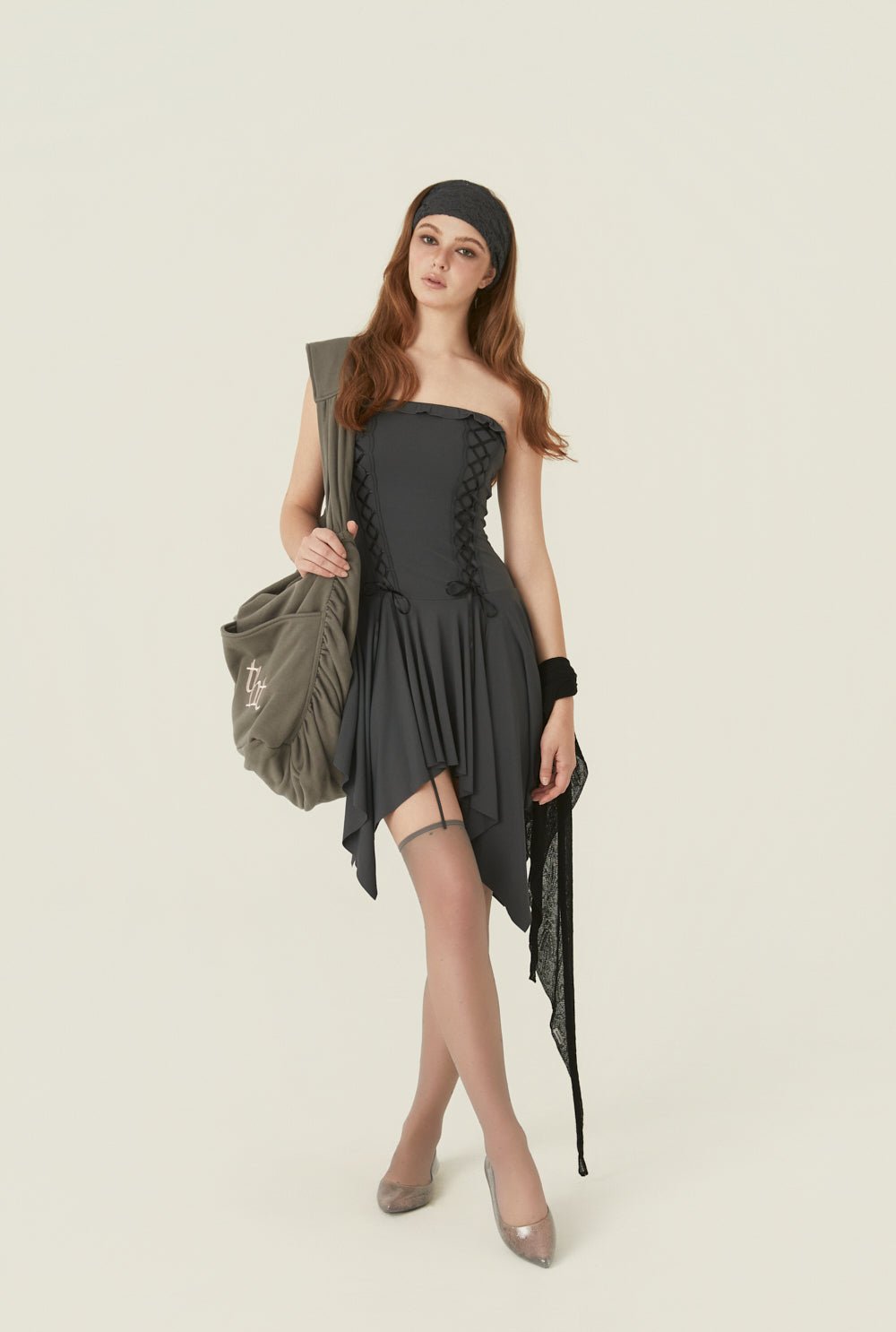 [releasing 06.02 12pm KST] Stretch lace up dress - threetimes