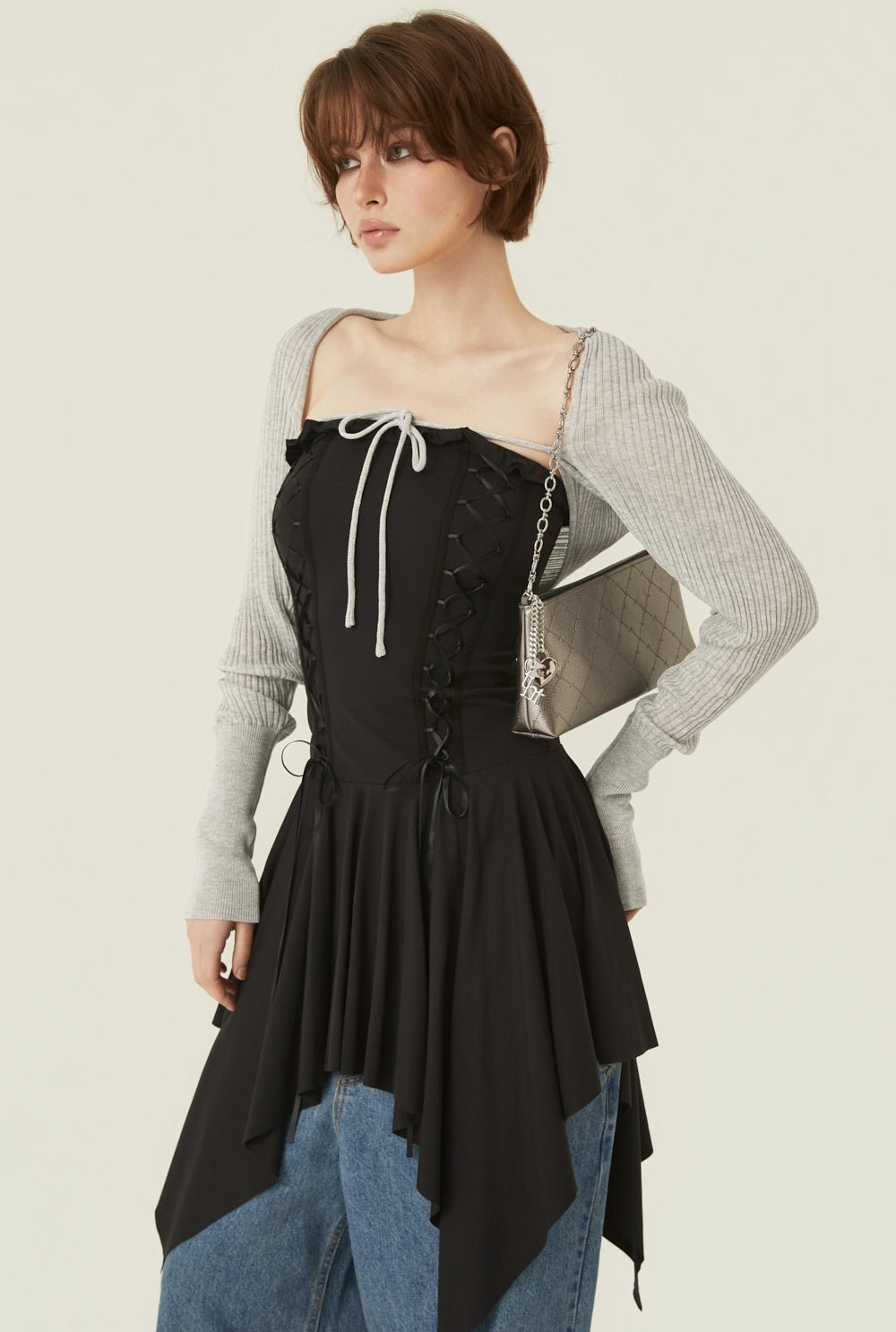 [releasing 06.02 12pm KST] Stretch lace up dress - threetimes