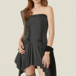[releasing 06.02 12pm KST] Stretch lace up dress - threetimes