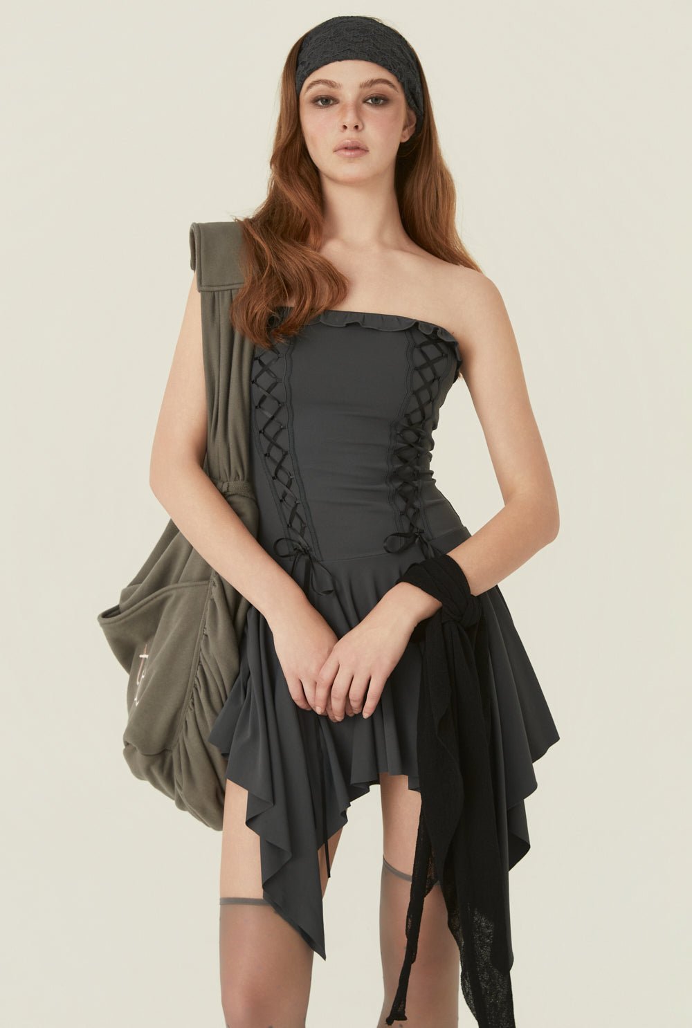 [releasing 06.02 12pm KST] Stretch lace up dress - threetimes