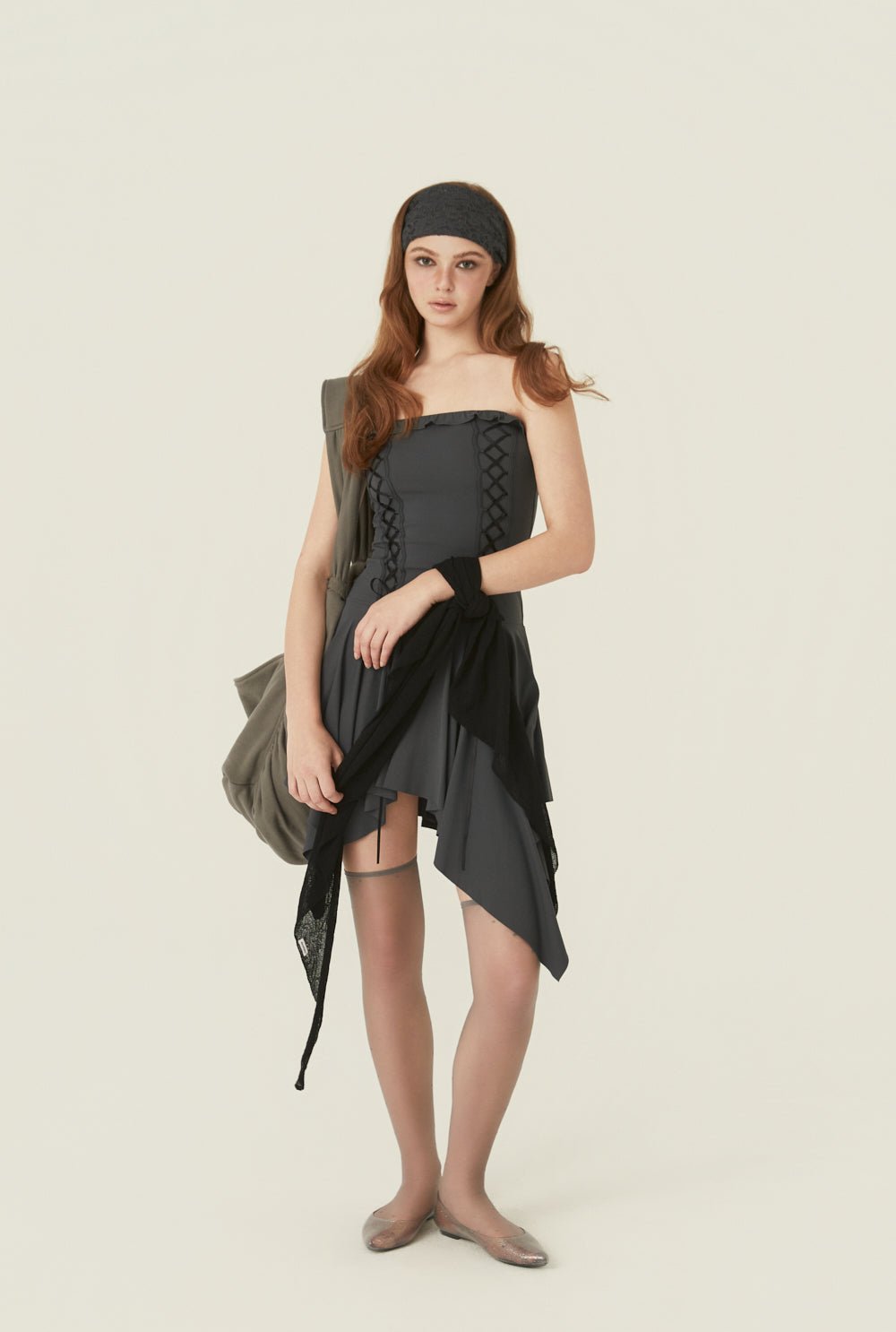 [releasing 06.02 12pm KST] Stretch lace up dress - threetimes