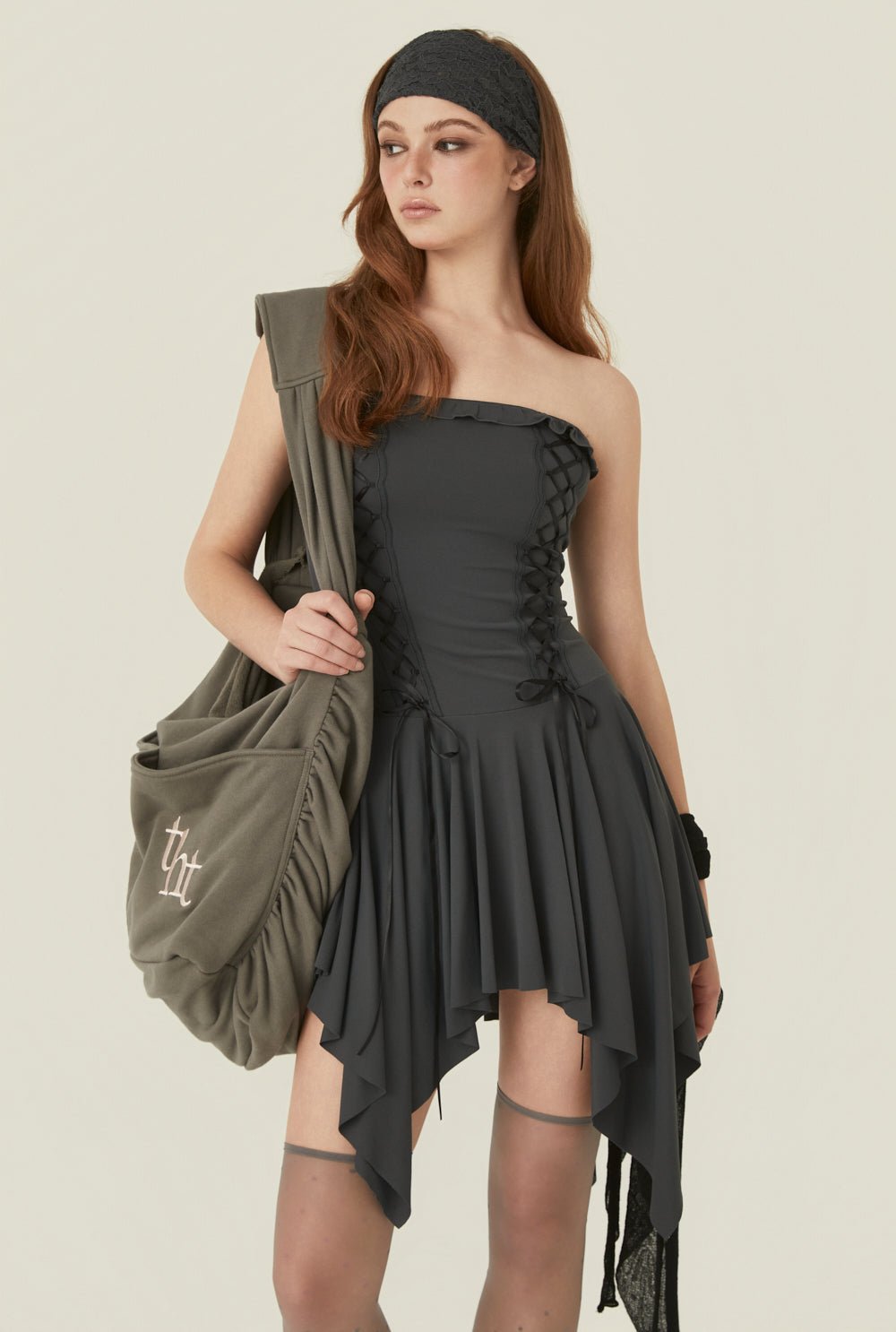 [releasing 06.02 12pm KST] Stretch lace up dress - threetimes