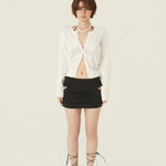 [releasing 06.11 12pm KST] Rough drape mini skirt - threetimes