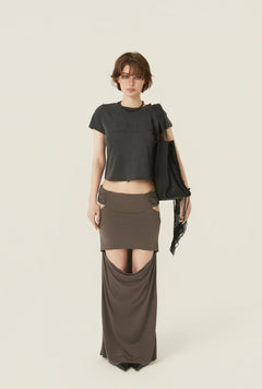 [releasing 06.11 12pm KST] Rough drape skirt - threetimes