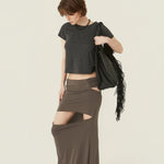 [releasing 06.11 12pm KST] Rough drape skirt - threetimes
