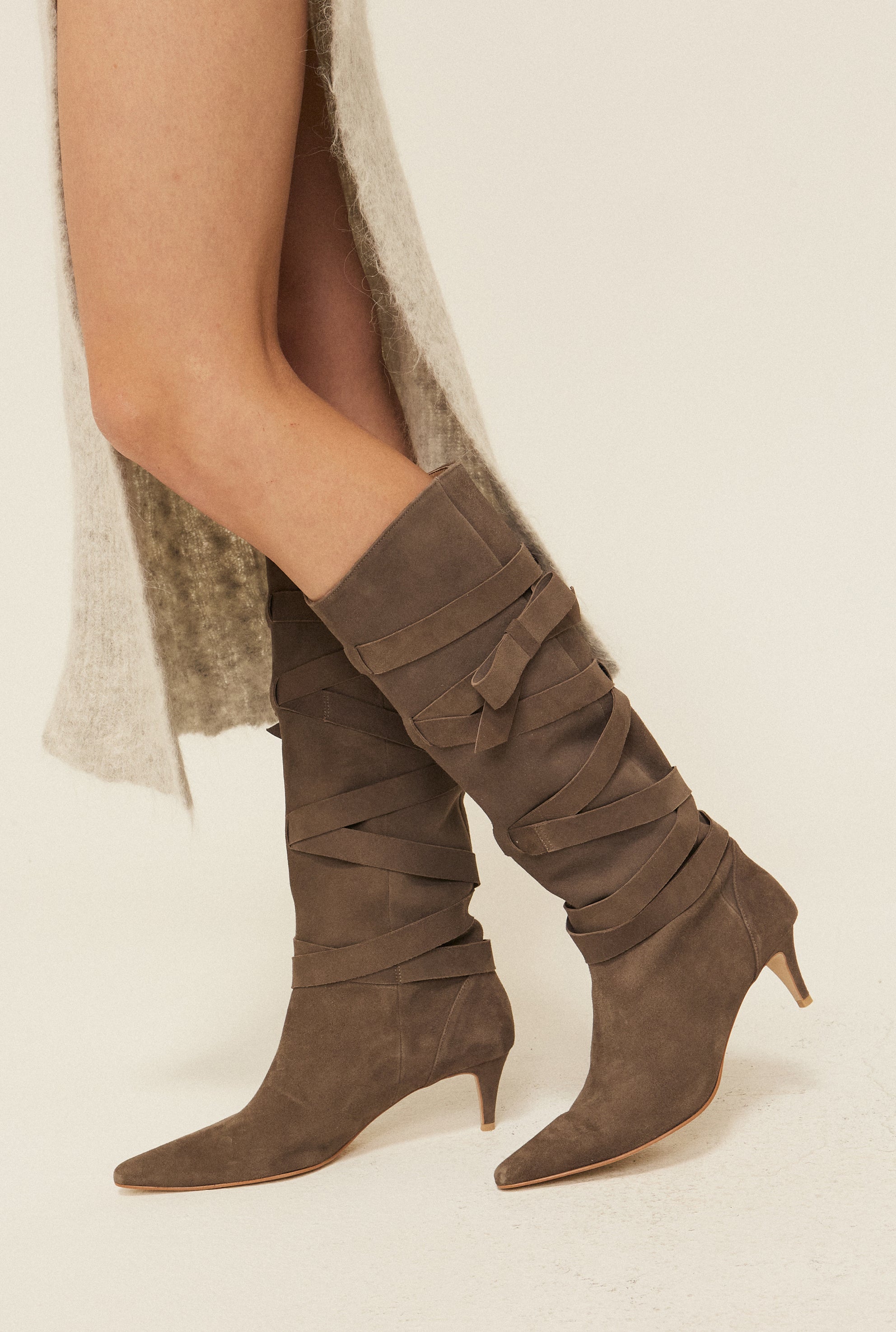 Ribbon suede boots - threetimes