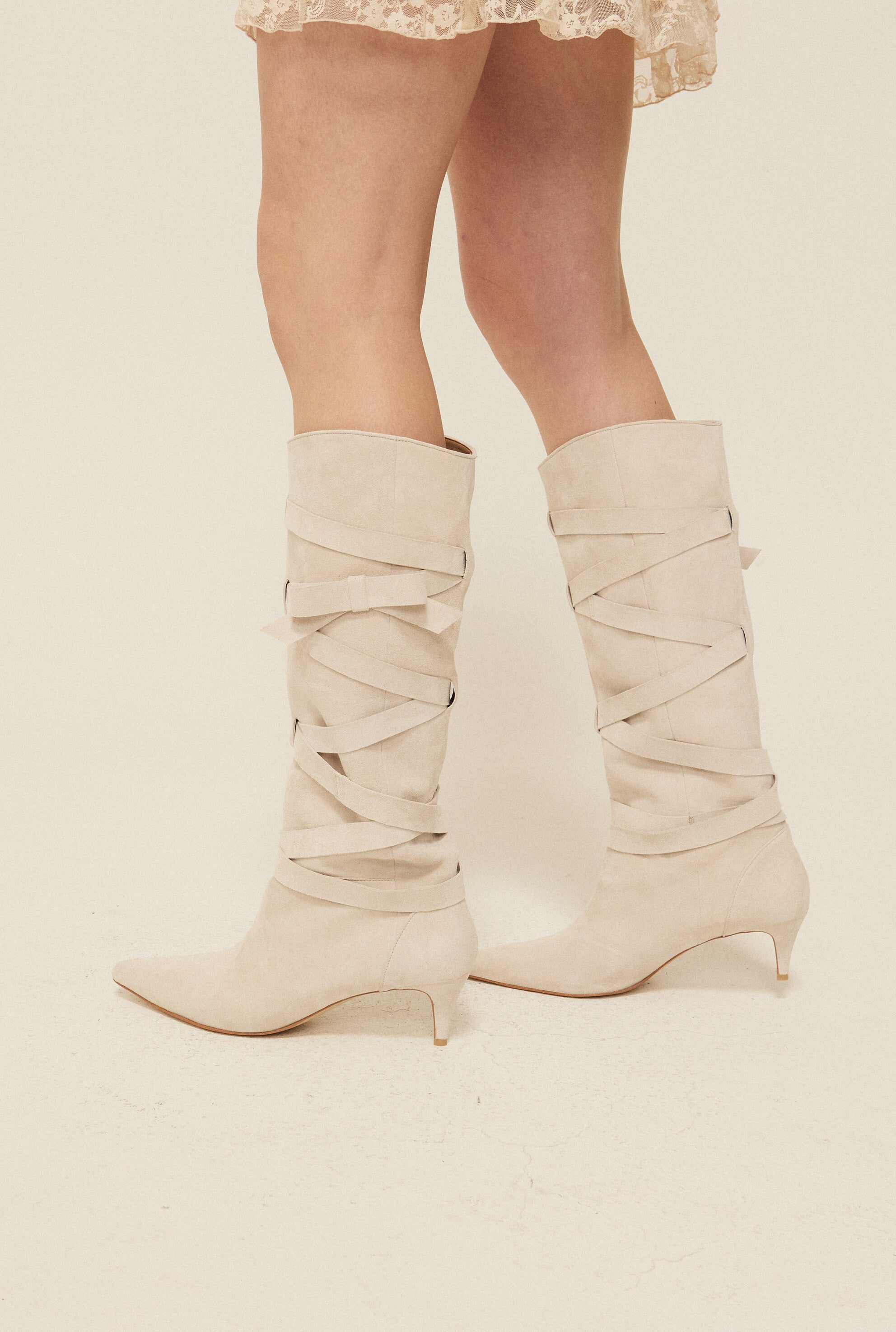 Ribbon suede boots - threetimes