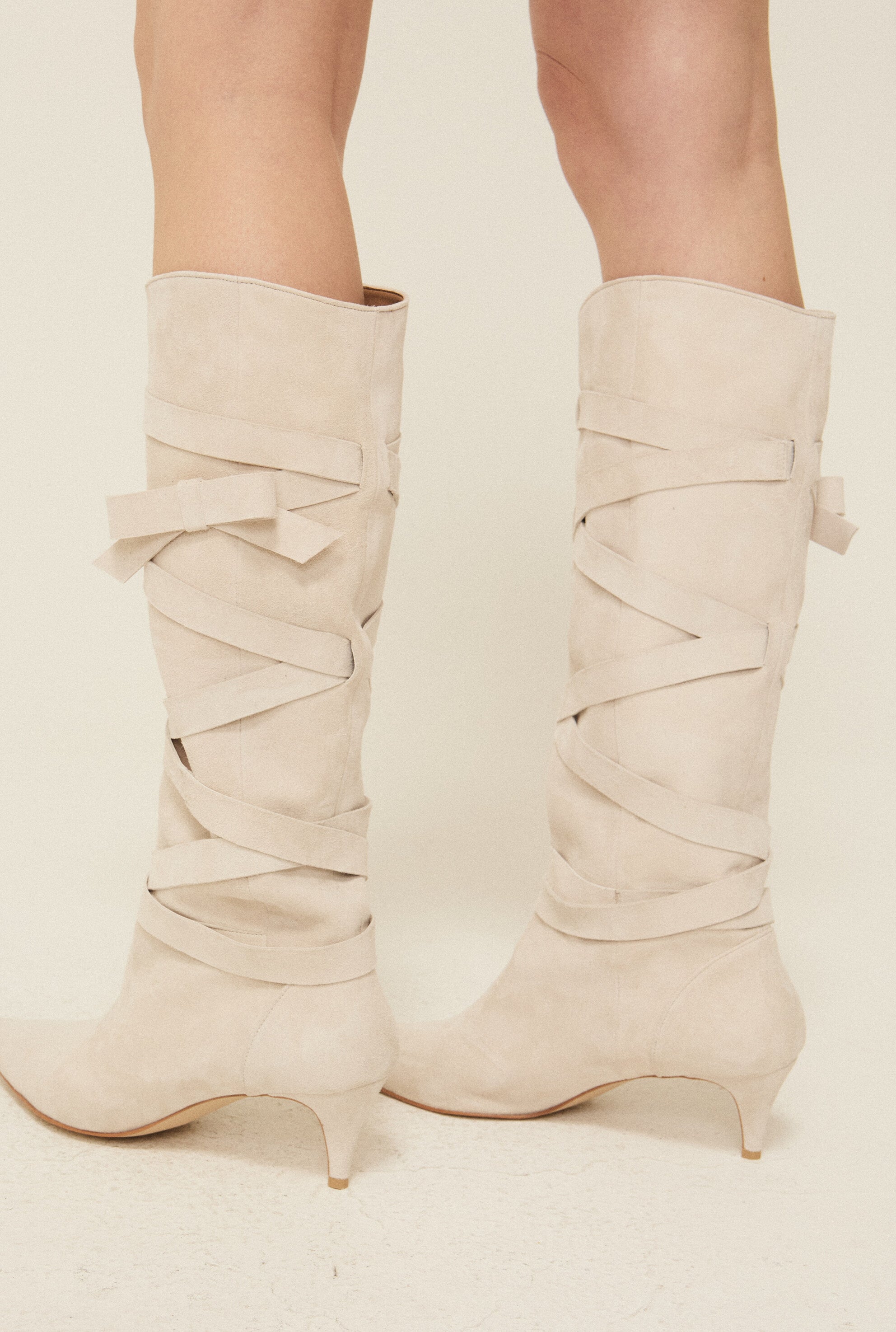 Ribbon suede boots - threetimes