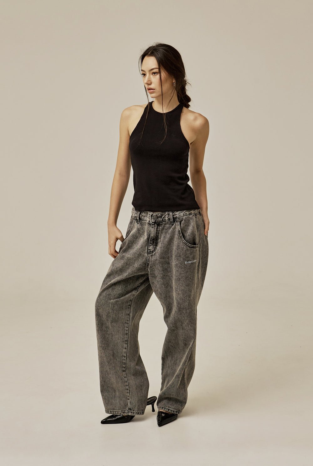 Ruffle baggy jeans - threetimes