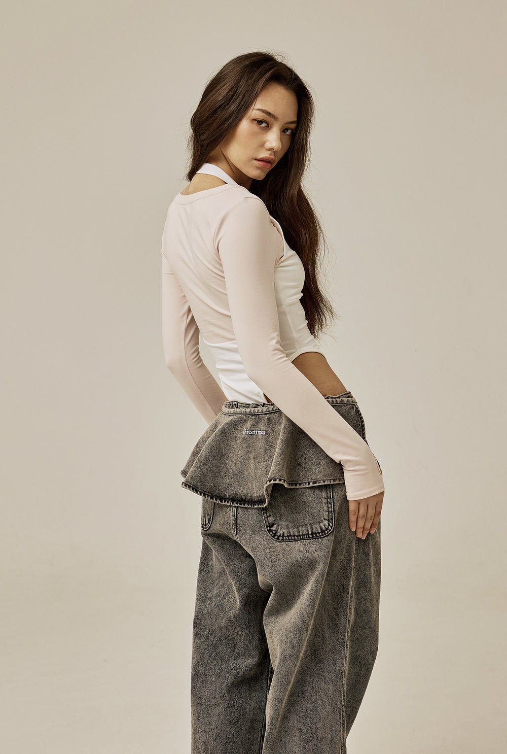 Ruffle baggy jeans - threetimes