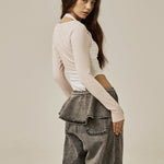 Ruffle baggy jeans - threetimes