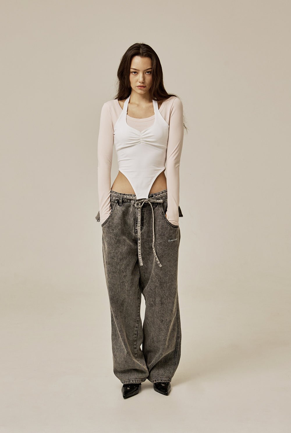 Ruffle baggy jeans - threetimes