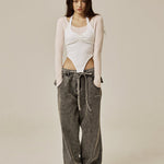 Ruffle baggy jeans - threetimes