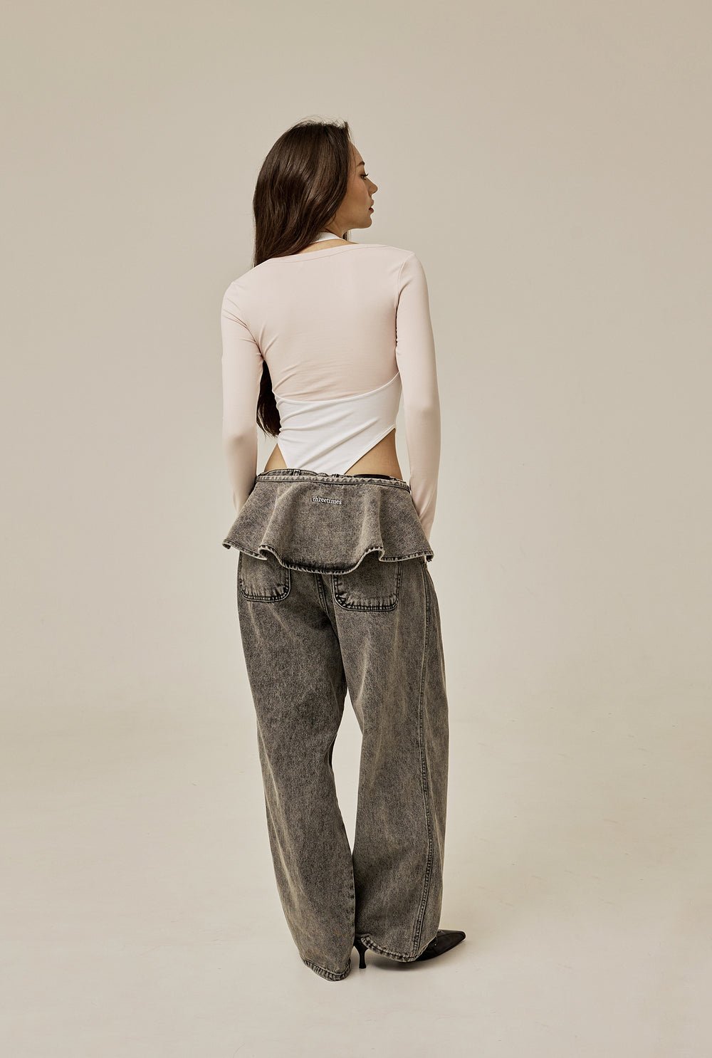 Ruffle baggy jeans - threetimes