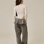 Ruffle baggy jeans - threetimes