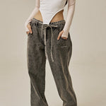 Ruffle baggy jeans - threetimes