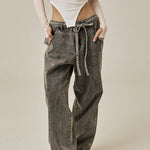 Ruffle baggy jeans - threetimes