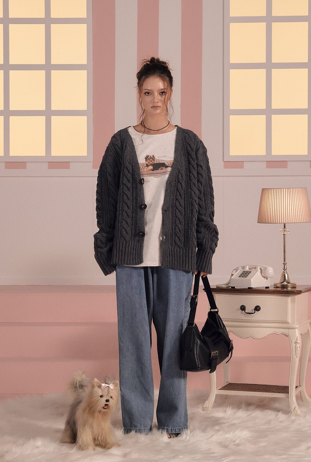 [releasing 02.24 12pm KST] Ribbon yorkie tee - threetimes