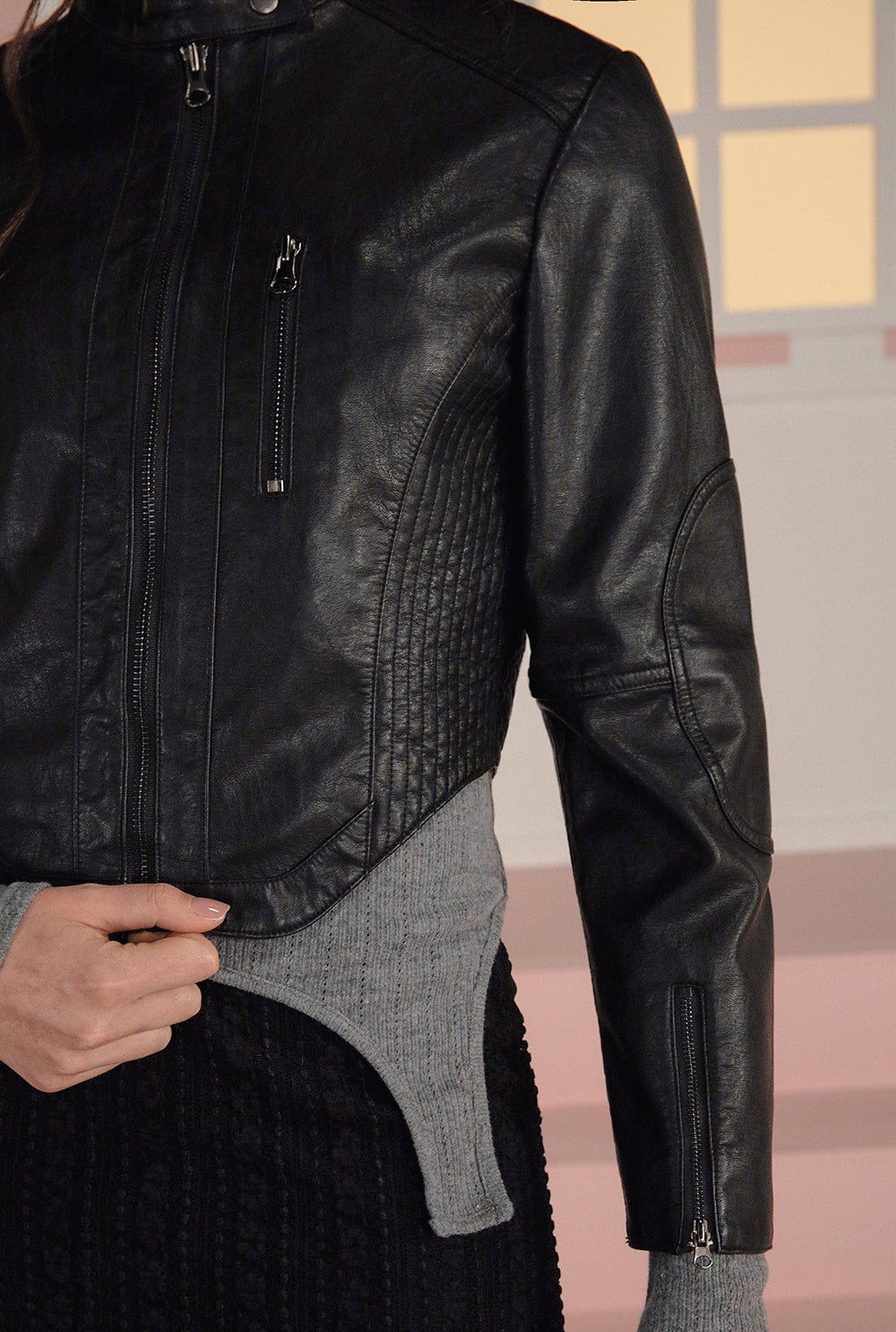 [releasing 02.24 12pm KST] Bella leather jacket - threetimes