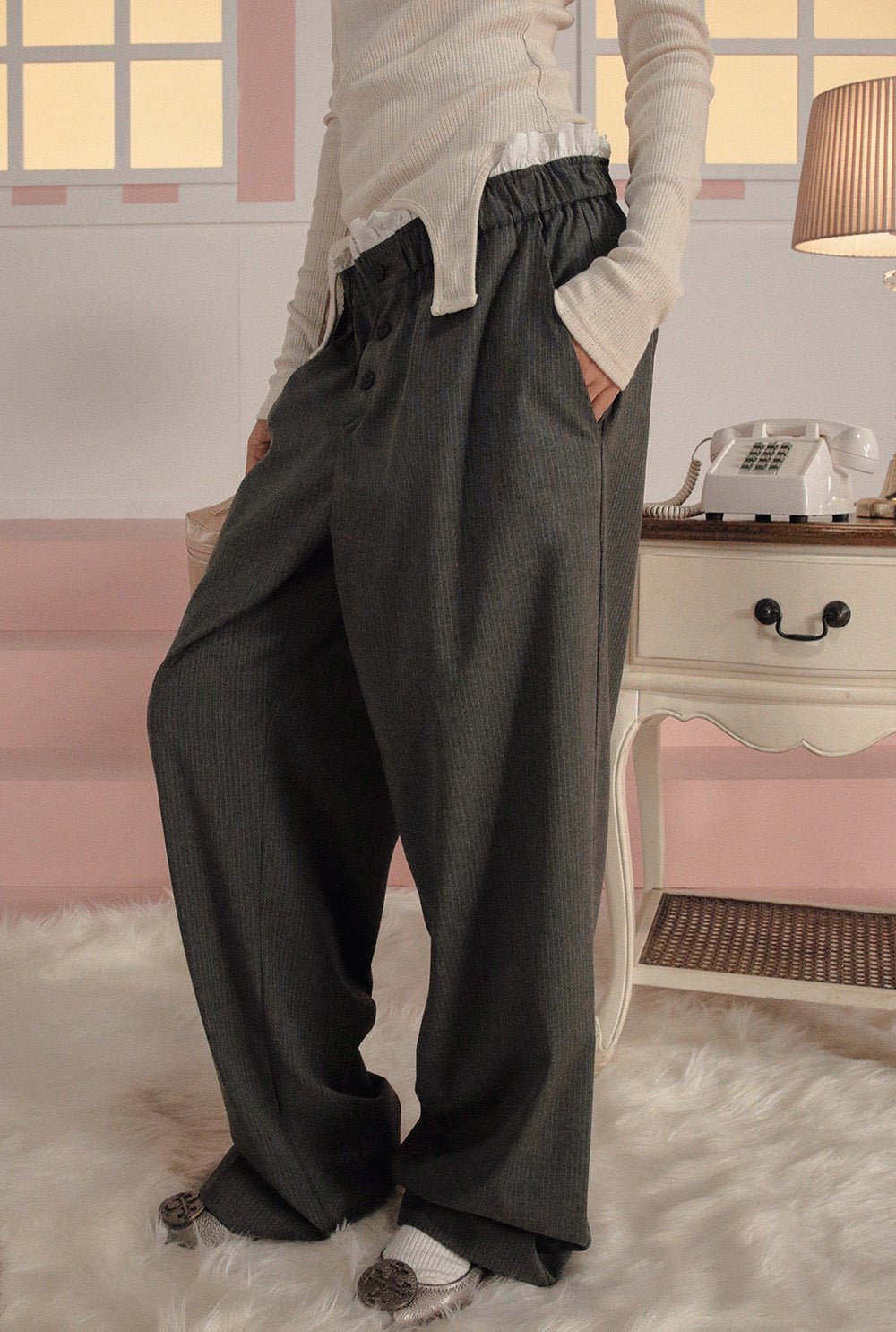 [releasing 02.24 12pm KST] Frankie button pants - threetimes