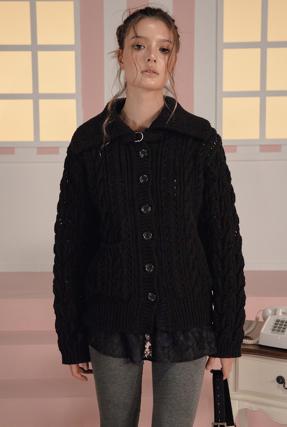 [releasing 03.05 12pm KST] Toffee cable cardigan - threetimes