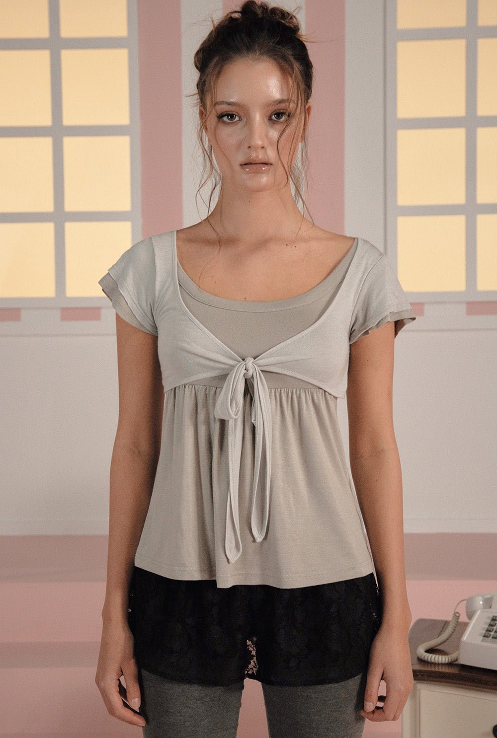 [releasing 03.05 12pm KST] Soft ribbon top - threetimes