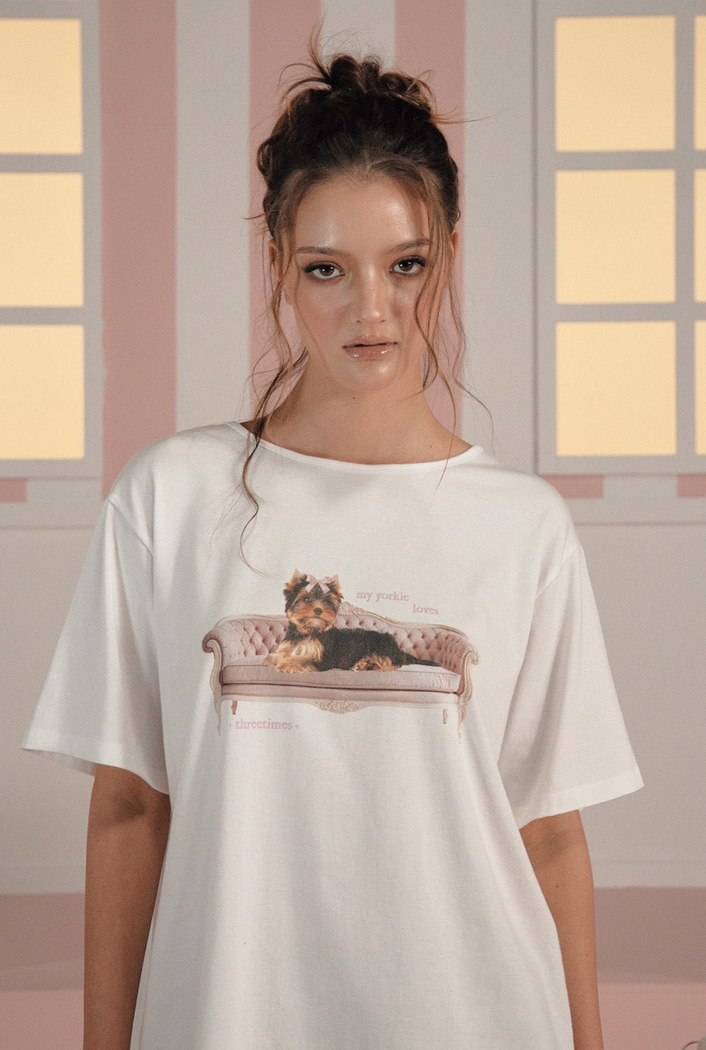 [releasing 02.24 12pm KST] Ribbon yorkie tee - threetimes