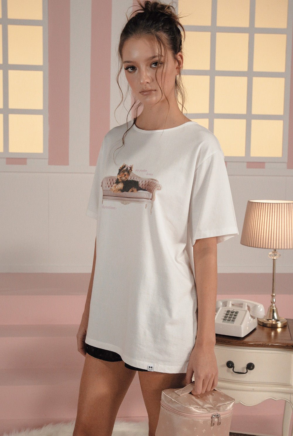 [releasing 02.24 12pm KST] Ribbon yorkie tee - threetimes