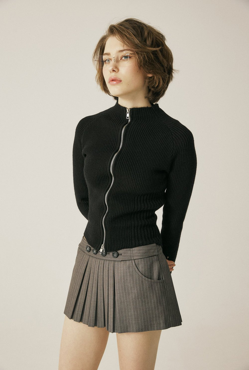 Vintage knit zip - up - threetimes